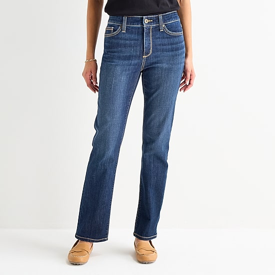 St. John's Bay Womens Mid Rise Secretly Slender Straight Leg Jean