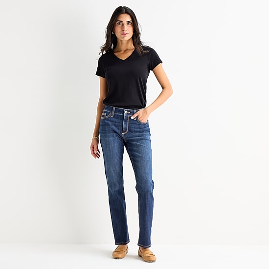 St. John's Bay Womens Mid Rise Secretly Slender Straight Leg Jean