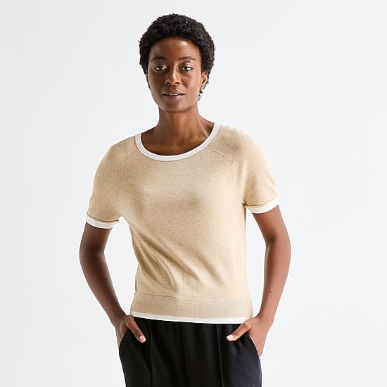 Stylus Womens Crew Neck Short Sleeve Pullover Sweater
