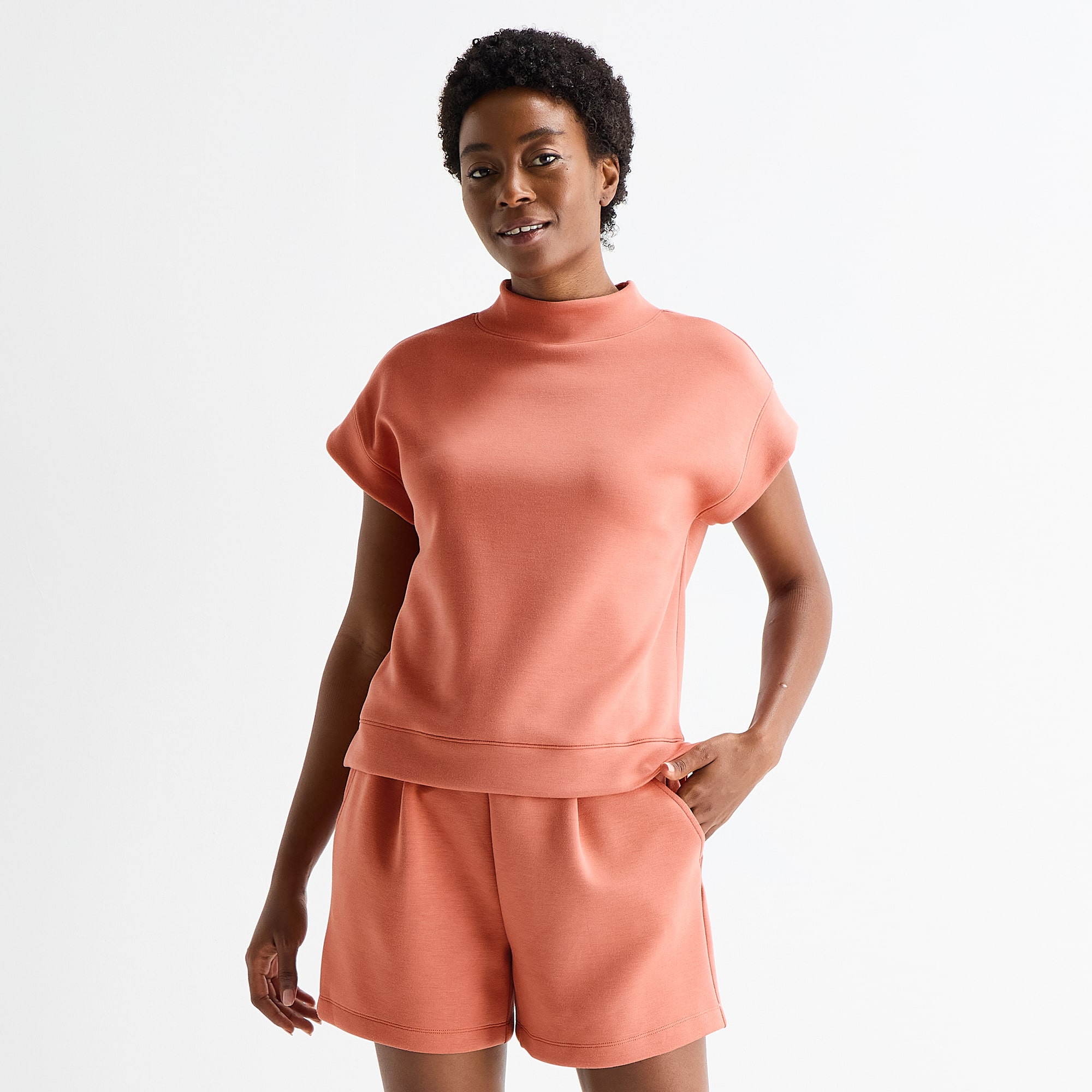 Stylus Womens Mock Neck Short Sleeve T-Shirt