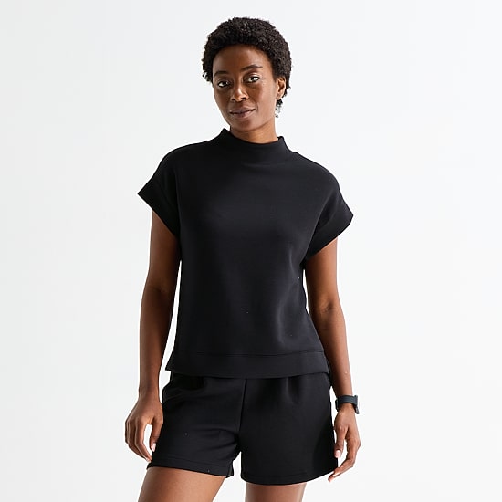 Stylus Womens Mock Neck Short Sleeve T-Shirt
