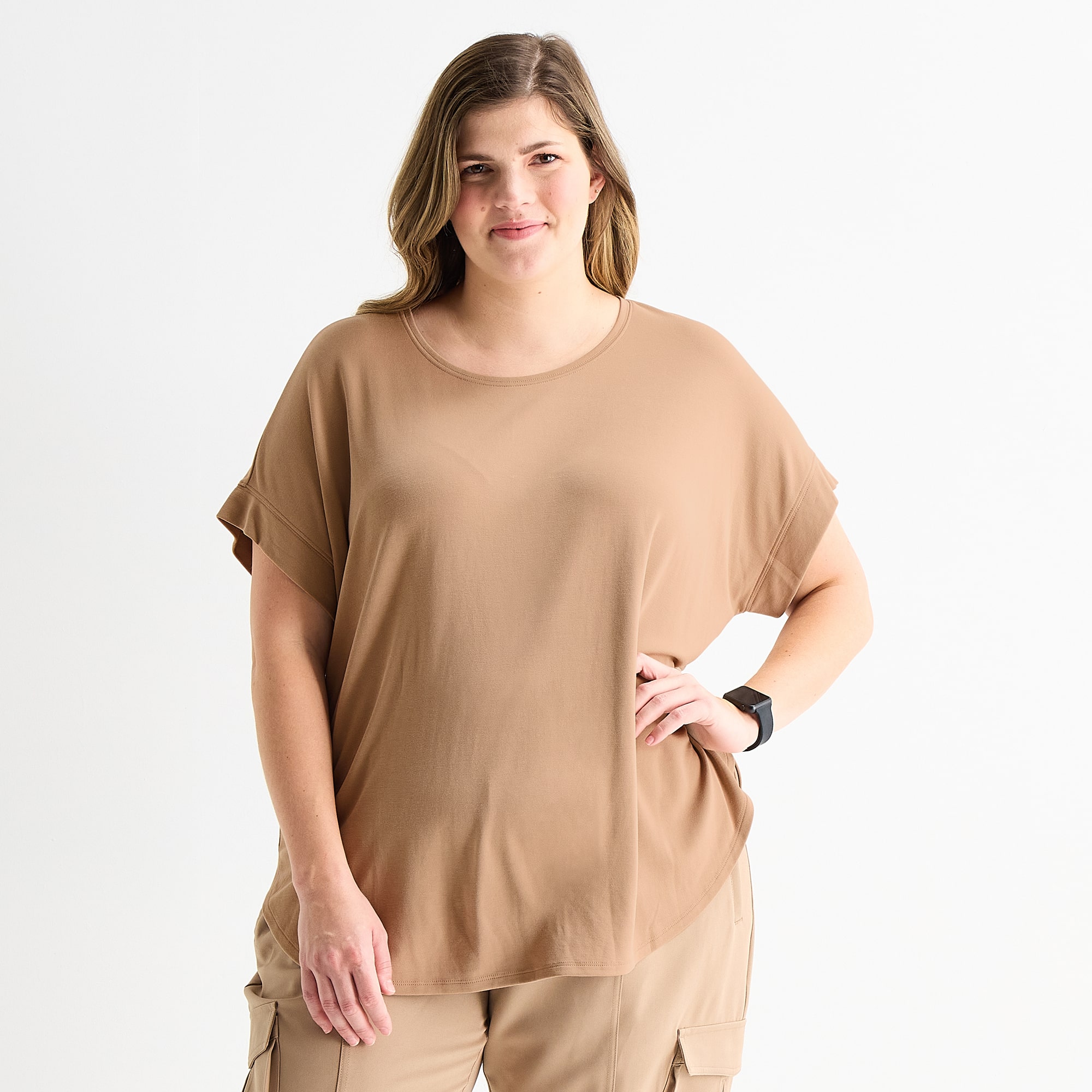 Stylus Womens Plus Crew Neck Short Sleeve T-Shirt