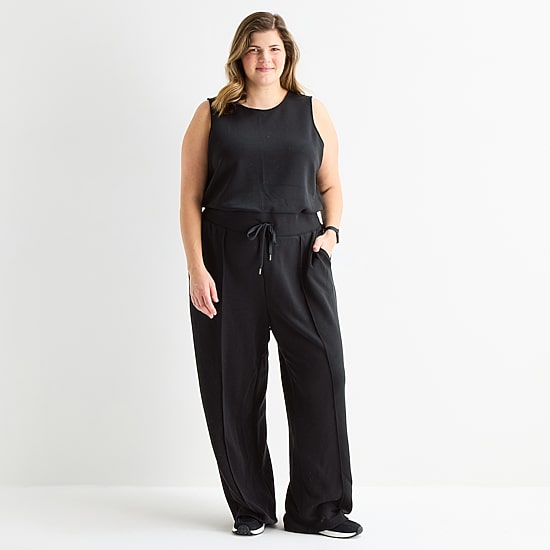 Stylus Womens Crew Neck Sleeveless Plus Jumpsuit