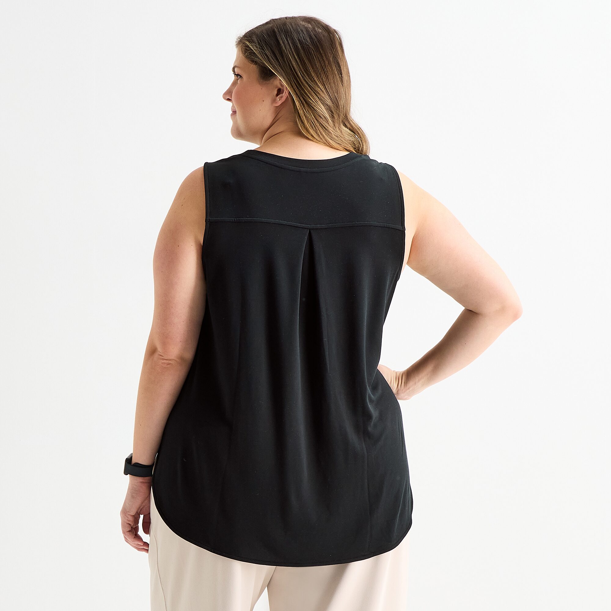 Stylus Womens Plus Crew Neck Sleeveless Tank Top