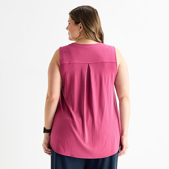 Stylus Womens Plus Crew Neck Sleeveless Tank Top