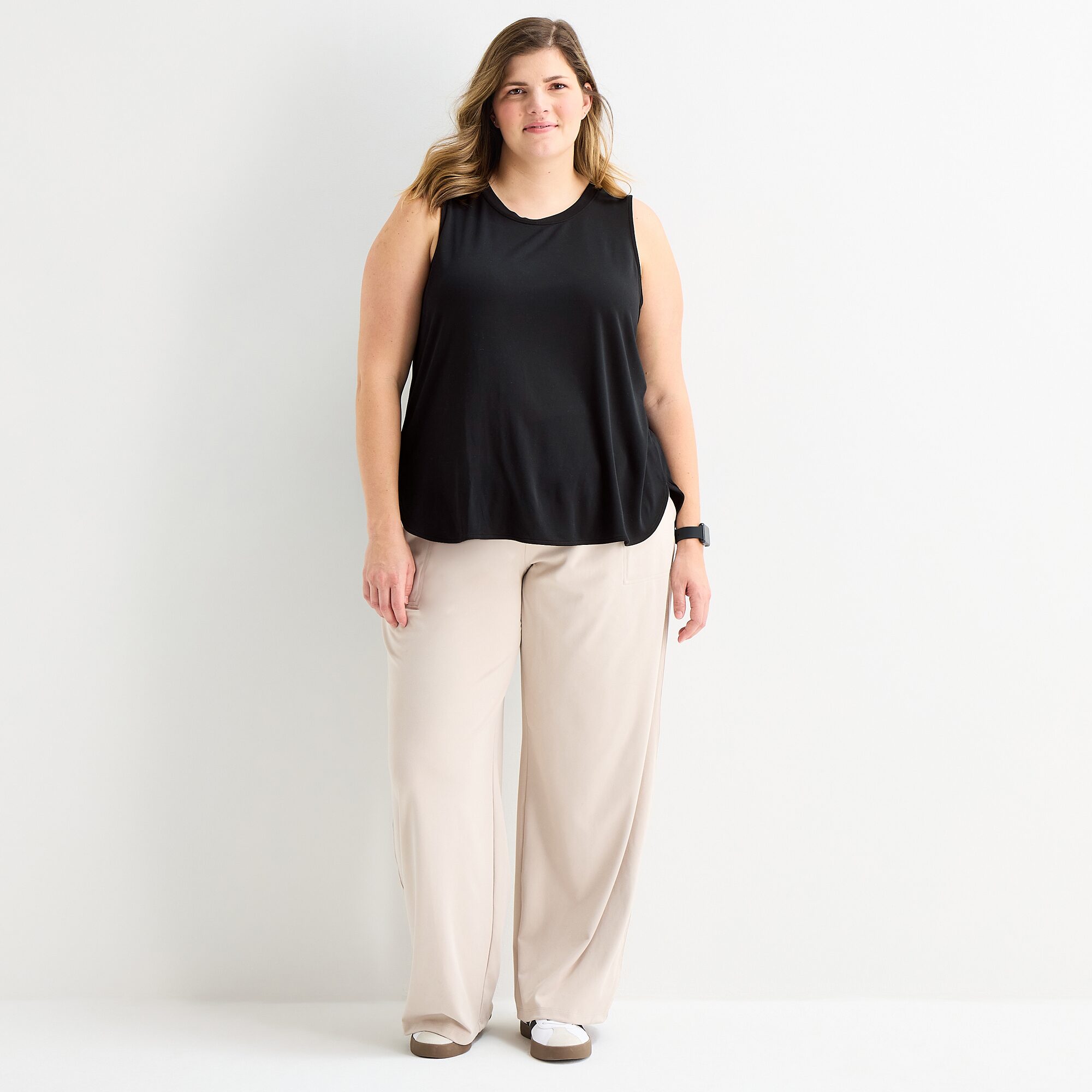 Stylus Womens Plus Crew Neck Sleeveless Tank Top
