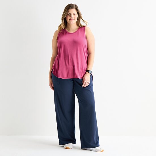 Stylus Womens Plus Crew Neck Sleeveless Tank Top