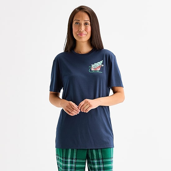 North Pole Trading Co. Sleigh Bells Ring Unisex Adult Crew Neck Short Sleeve Matching Family Pajama Top