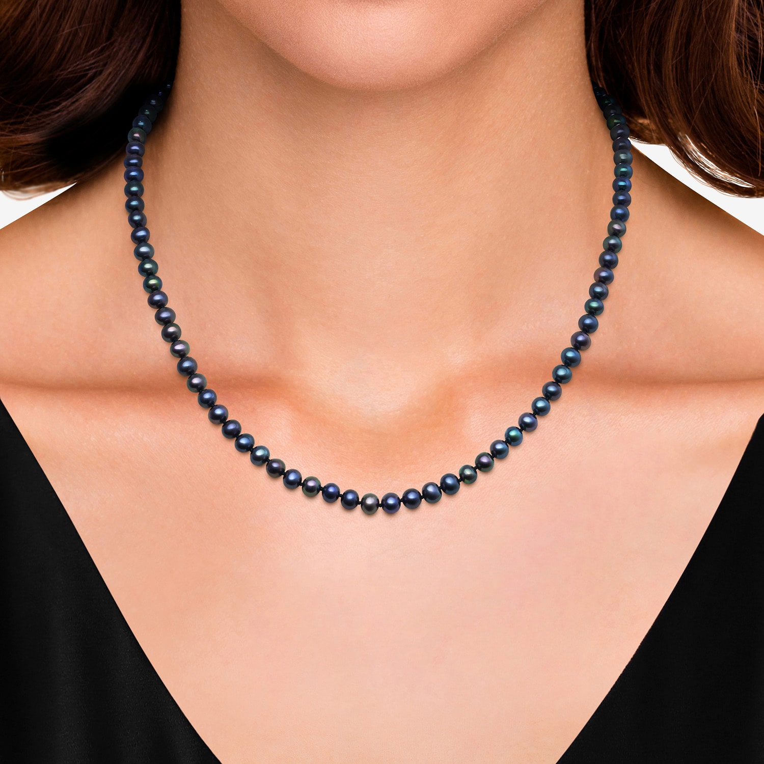 Limited Quantities! Unisex Adult Dyed Black Sterling Silver Inch Strand Necklace