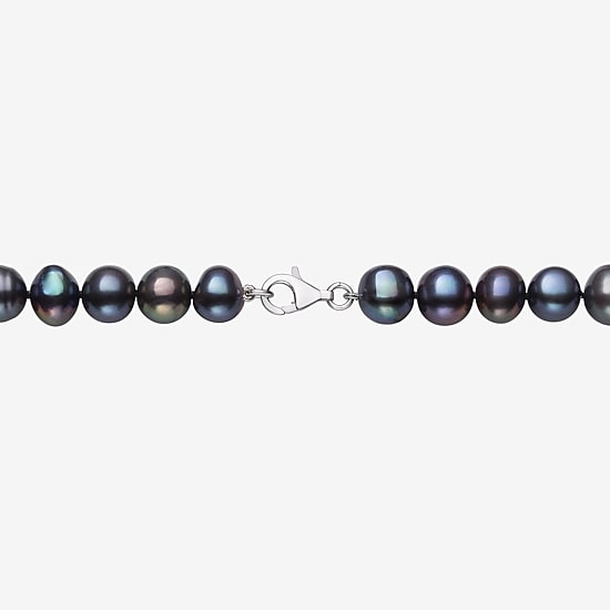 Limited Quantities! Unisex Adult Black Sterling Silver 17 1/2 Inch Strand Necklace