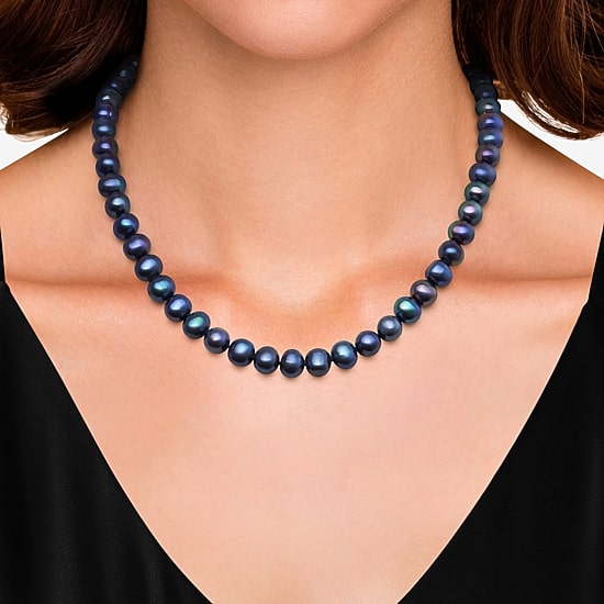 Limited Quantities! Unisex Adult Black Sterling Silver 17 1/2 Inch Strand Necklace