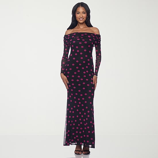 premier amour long sleeve sheath dress Premier Amour Women's Straight Neck Long Sleeve Off the Shoulder Pearl Trim Evening Gown, Stretch Fabric, Formal, 10, Black