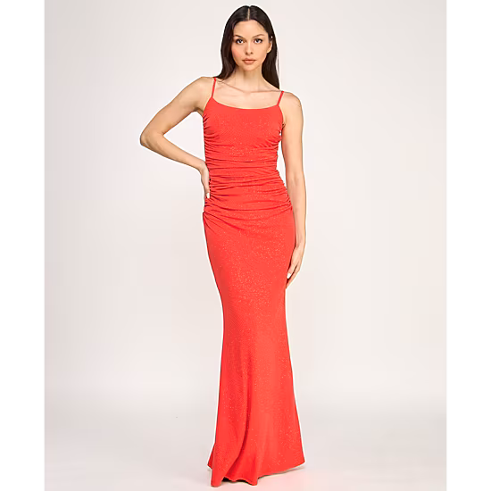 Trixxi Womens Juniors Square Neck Sleeveless Glitter Bodycon Dress