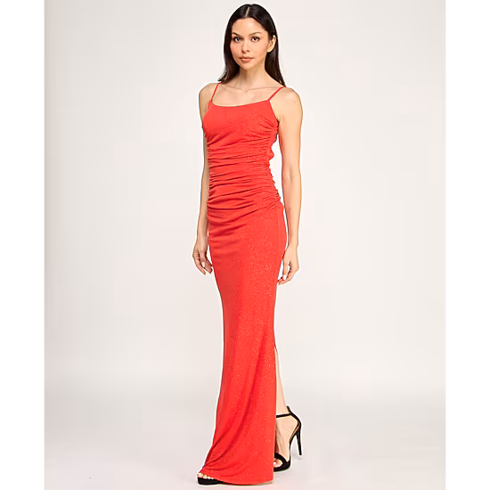 Trixxi Womens Juniors Square Neck Sleeveless Glitter Bodycon Dress