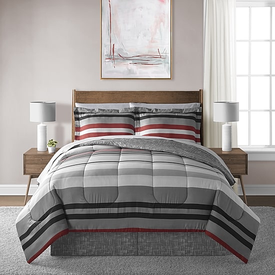 Lanwood Home Xavier Stripe 8-pc. Midweight Comforter Set