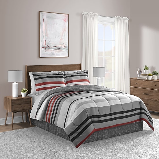 Lanwood Home Xavier Stripe 8-pc. Midweight Comforter Set