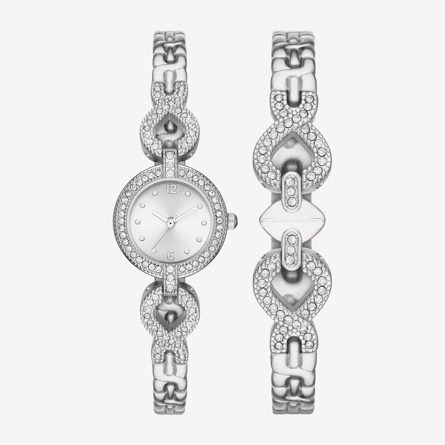 Geneva Womens Crystal Accent Silver Tone 2-pc. Watch Boxed Set Fmdjset058