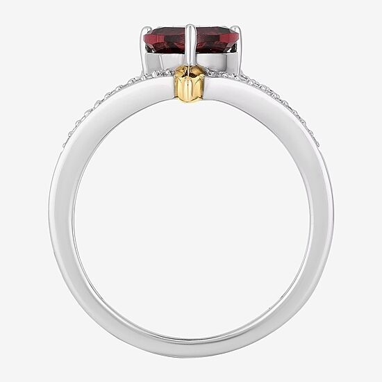Enchanted Disney Fine Jewelry Villains Evil Queen Womens 1/10 CT. T.W. Genuine Red Garnet 10K Gold Over Silver Heart Princess Cocktail Ring