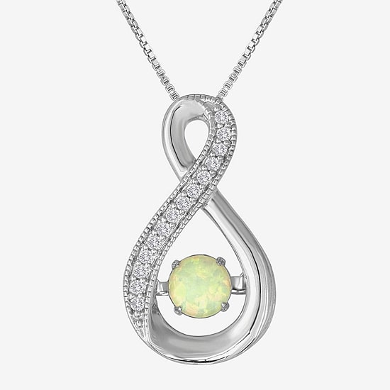 Love in Motion™ Lab-Created Opal and White Sapphire Pendant in Sterling Silver