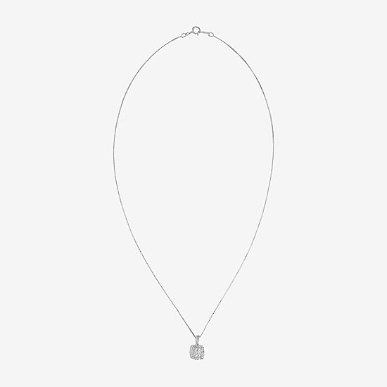 Diamond Blossom Womens 1/4 CT. T.W. Natural White Diamond 10K Gold Square 18 Inch Pendant Necklace