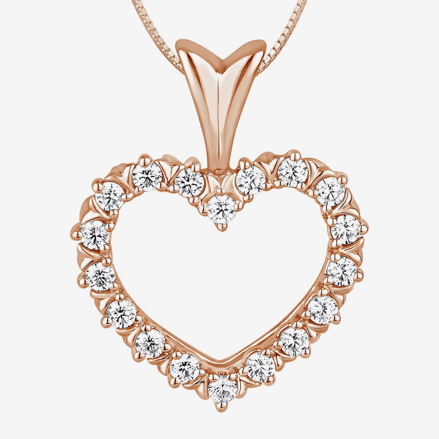Womens 1/4 CT. T.W. Natural White Diamond 10K Gold Heart 18 Inch Pendant Necklace