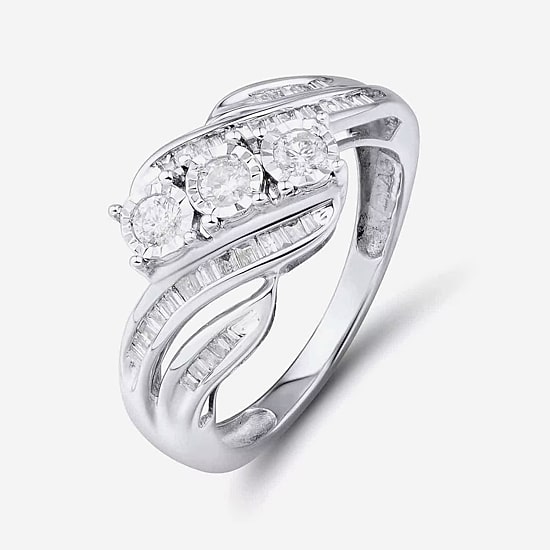 Love Lives Forever 1/2 CT.T.W. Round White Natural Diamond 10K Gold 3-Stone Ring