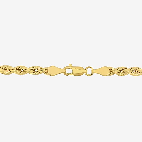 Womens 14K Gold 7.5 Inch Hollow Rope Chain Bracelet