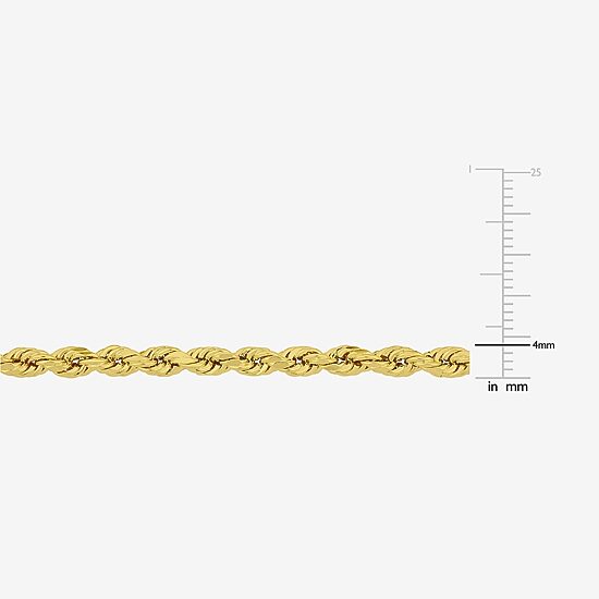 Womens 14K Gold 7.5 Inch Hollow Rope Chain Bracelet