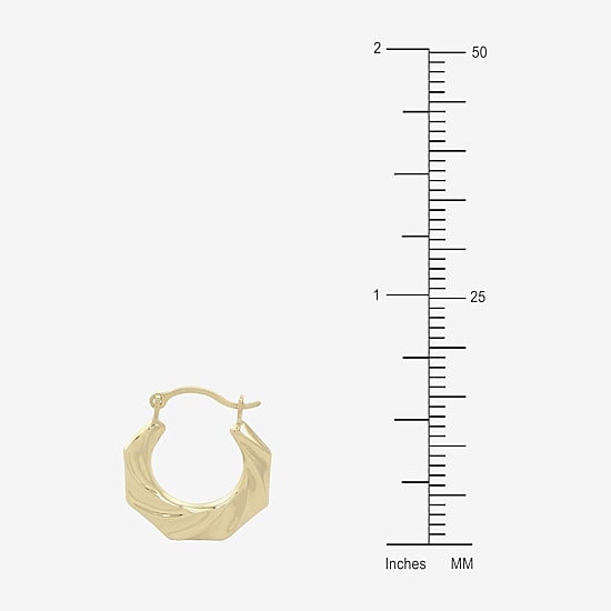 Womens 14K Gold 13.5mm Round Hoop Earrings