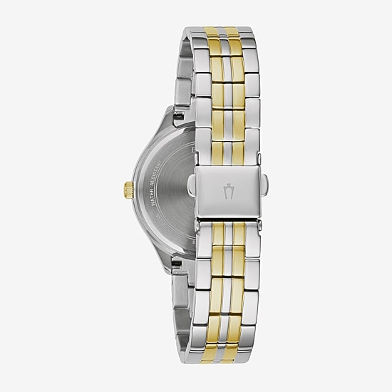 Bulova Crystal Womens Crystal Accent Two Tone Stainless Steel Bracelet Watch 98l273