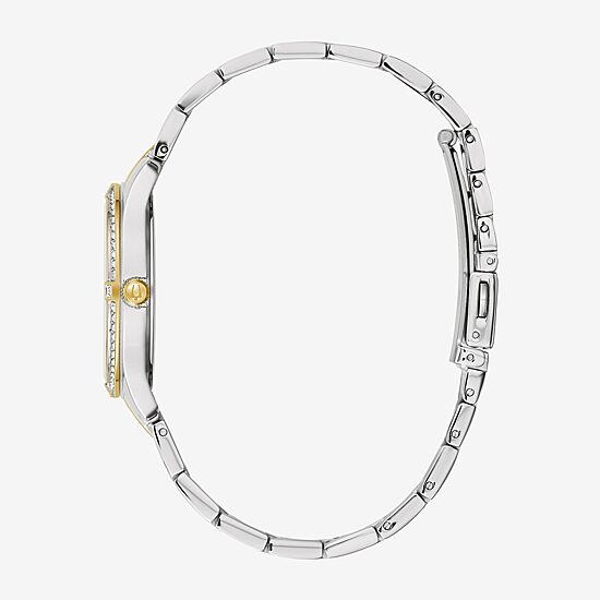 Bulova Crystal Womens Crystal Accent Two Tone Stainless Steel Bracelet Watch 98l273