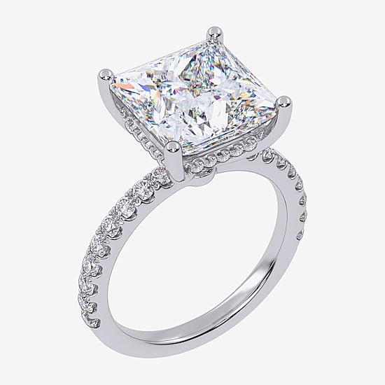 (G-H / Si1-Si2) Womens 5 1/2 CT. T.W. Lab Grown White Diamond 14K Gold Side Stone Engagement Ring