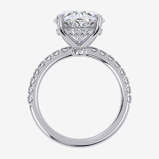 (G-H / Si1-Si2) Womens 5 1/2 CT. T.W. Lab Grown White Diamond 14K Gold Oval Side Stone Engagement Ring