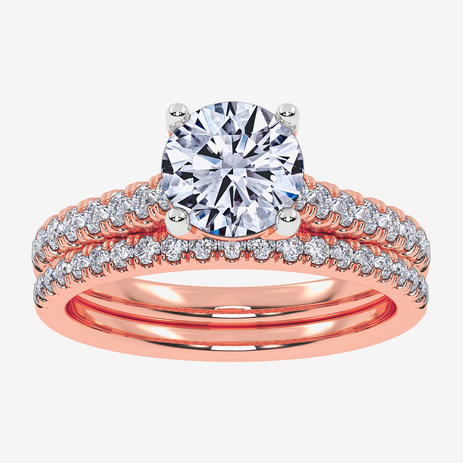 (H-I / Si2-I1) Womens 1 1/2 CT. T.W. Lab Grown White Diamond 10K or 14K Gold Round Side Stone Bridal Set