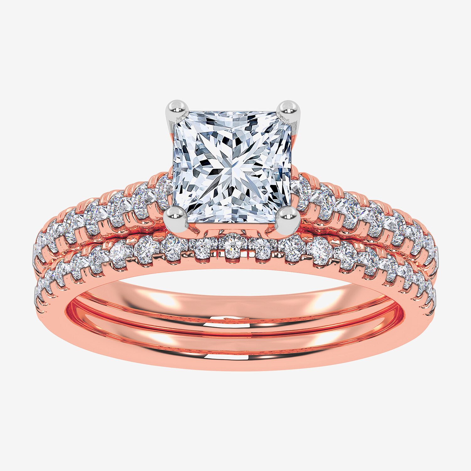 (H-I / Si2-I1) Womens 1 1/2 CT. T.W. Lab Grown White Diamond 10K or 14K Gold Side Stone Bridal Set