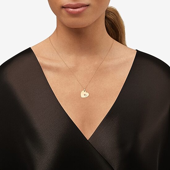 Womens 10K Two Tone Gold Heart 18 Inch Pendant Necklace