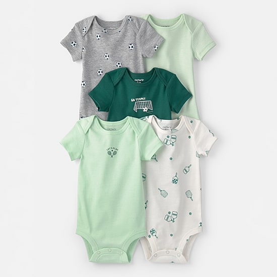 Carter's Baby Boys Round Neck Short Sleeve Rib Knit 5-pc. Bodysuit
