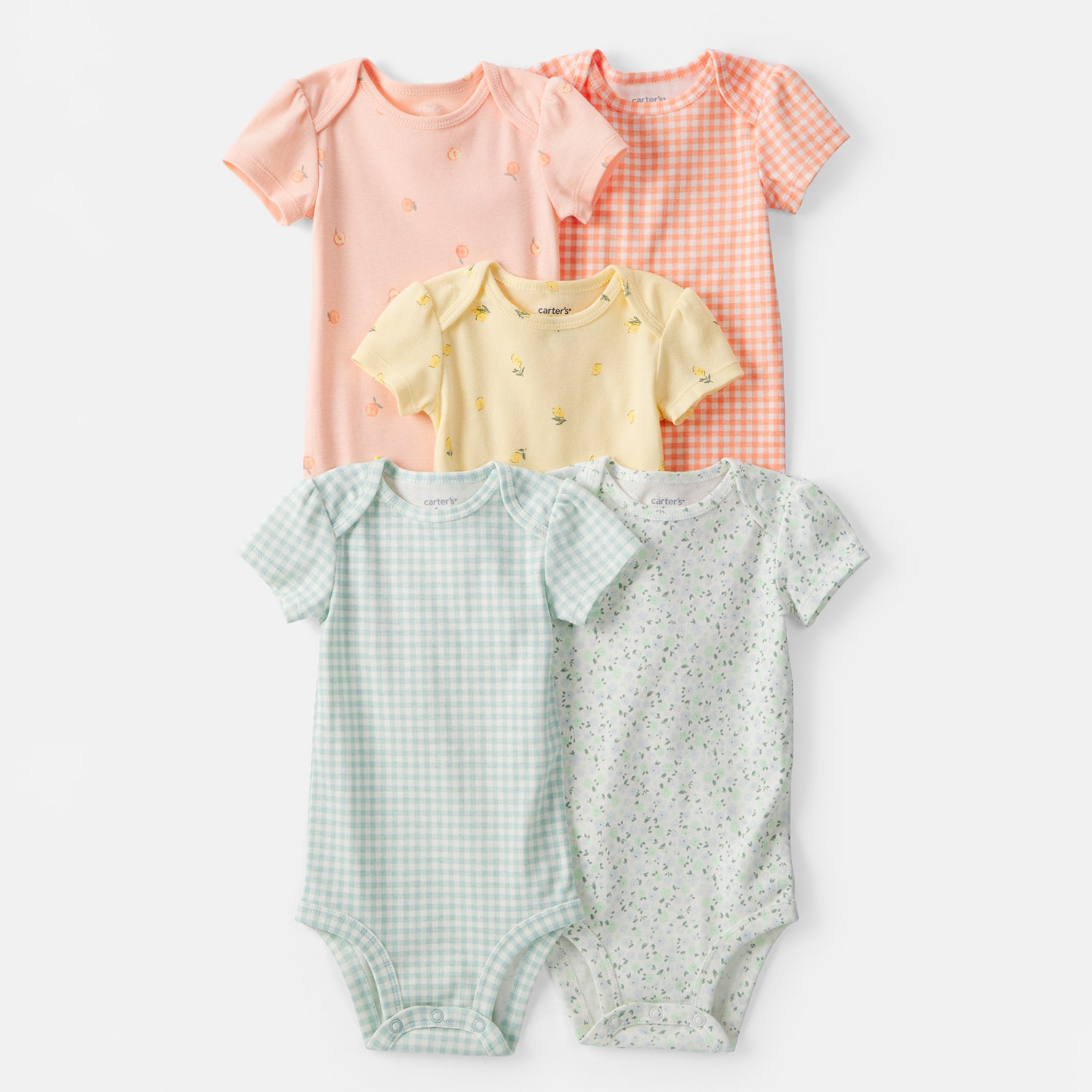 Carter's Baby Girls Round Neck Short Sleeve Rib Knit 5-pc. Bodysuit