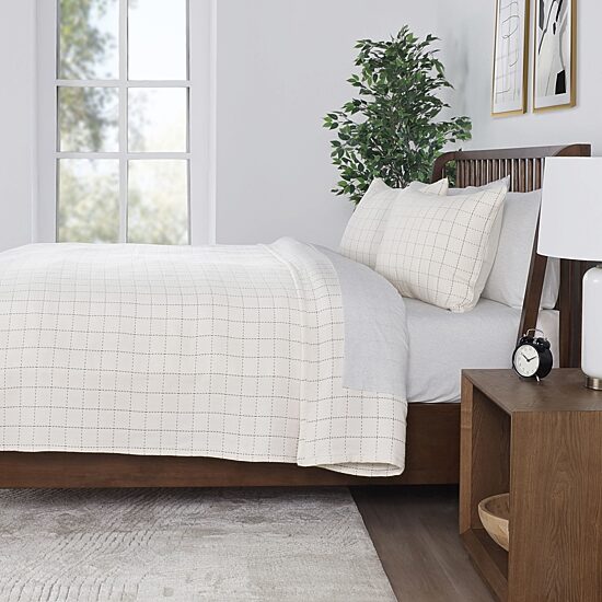 Vellux Yukon Grid Stitch Coverlet Set