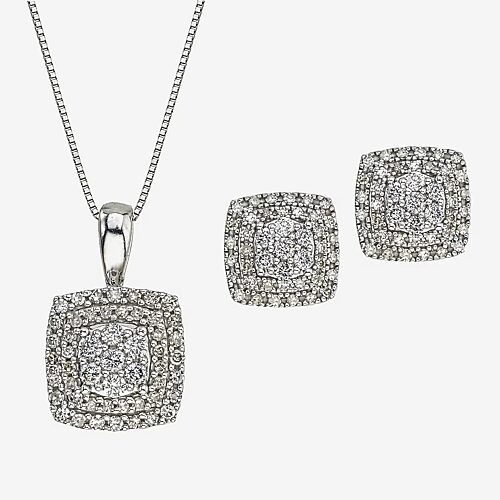 Diamond Blossom Womens 1 CT. T.W. Natural White Diamond 10K Gold 2-pc. Jewelry Set, One Size, White