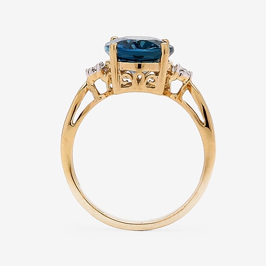 Womens Diamond Accent Genuine Blue Topaz 18K Gold Over Silver Cocktail Ring
