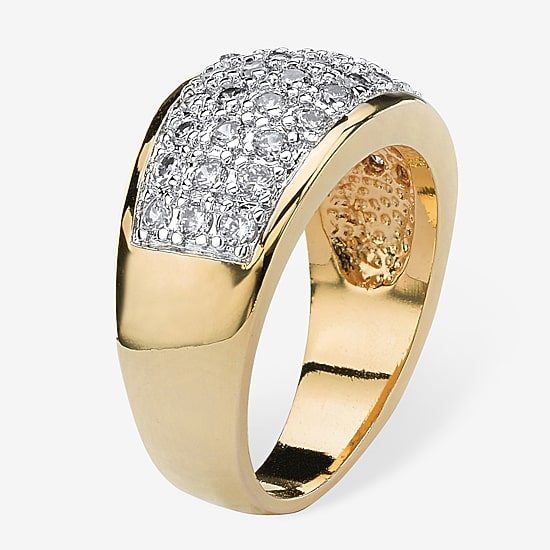 Womens 1 1/4 CT. T.W. Cubic Zirconia 14K Gold Over Brass Cocktail Ring