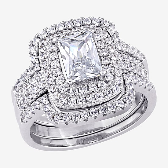 Womens 4 CT. Cubic Zirconia Sterling Silver Bridal Set