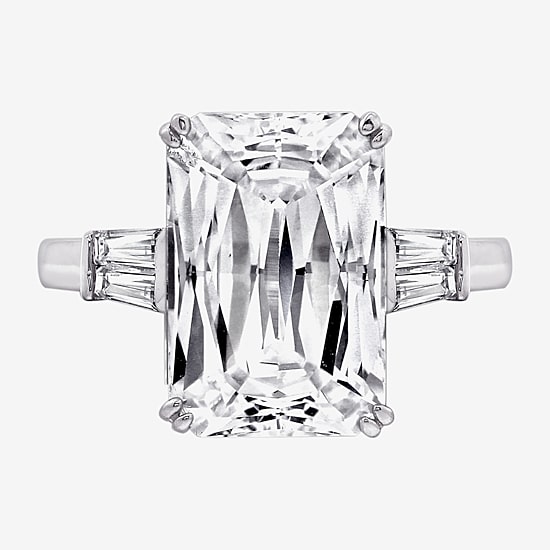 DiamonArt® Womens White Cubic Zirconia Sterling Silver Rectangular Engagement Ring