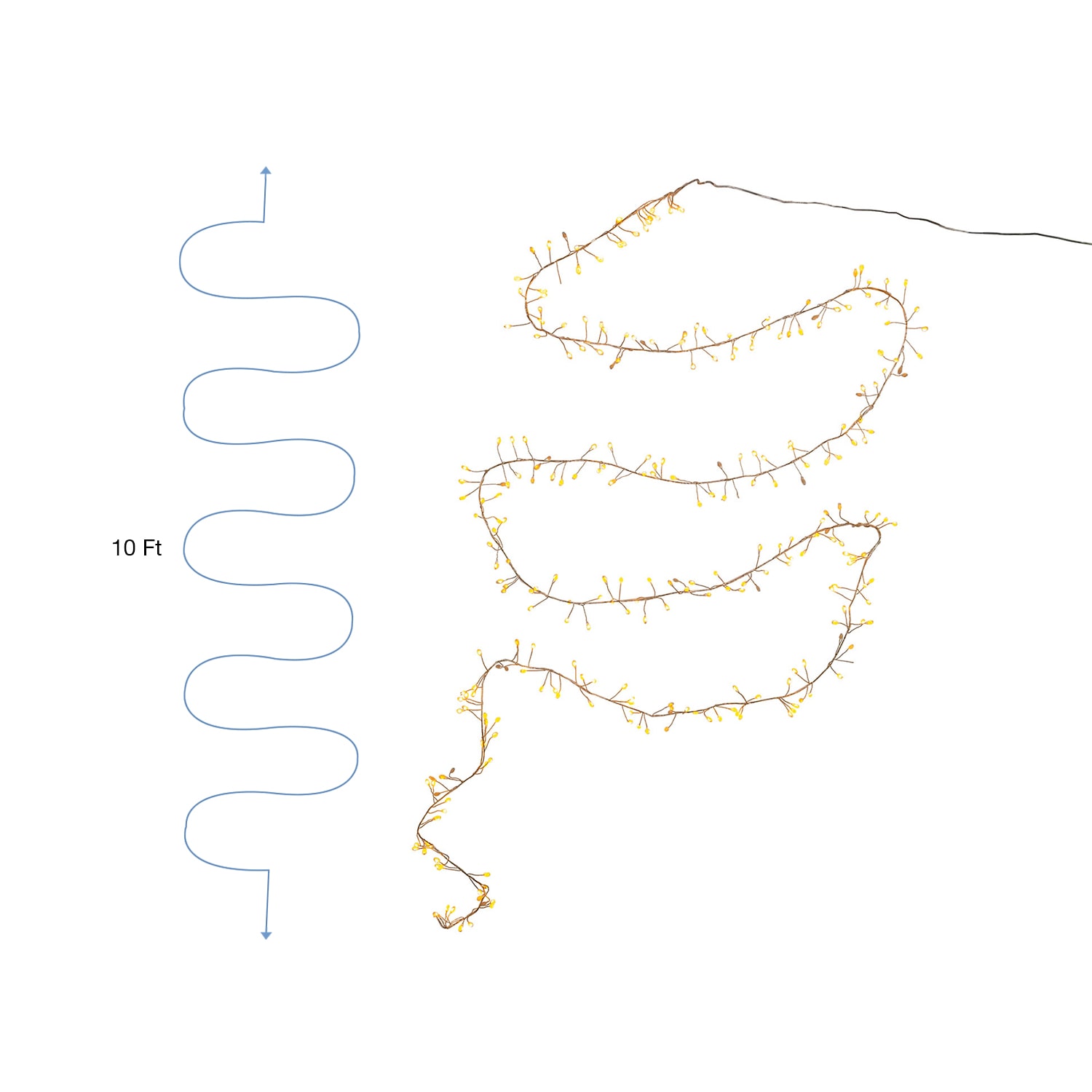 Kurt Adler 300-Light  Cluster Garland with Classic White LED Twinkle Lights