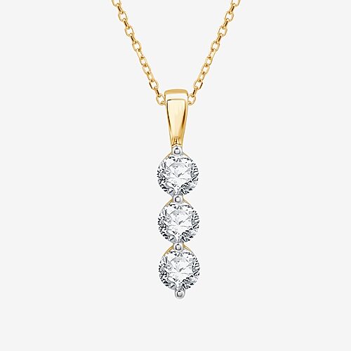 (G / Si1-Si2) Womens 1 CT. T.W. Lab Grown White Diamond 10K Gold 18 Inch Pendant Necklace, One Size, Yellow