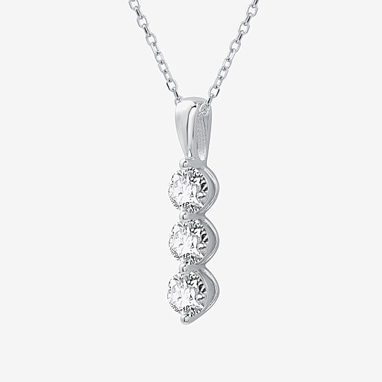 (G / Si1-Si2) Womens 1 CT. T.W. Lab Grown White Diamond 10K Gold 18 Inch Pendant Necklace