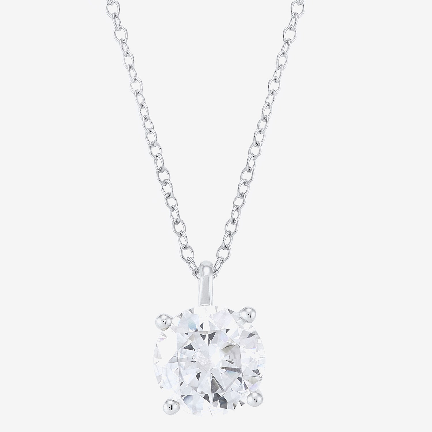 ( H-I/Si1-Si2 ) 2 CT. Lab-Grown Diamond 14K Gold Round 18 Inch Pendant Necklace