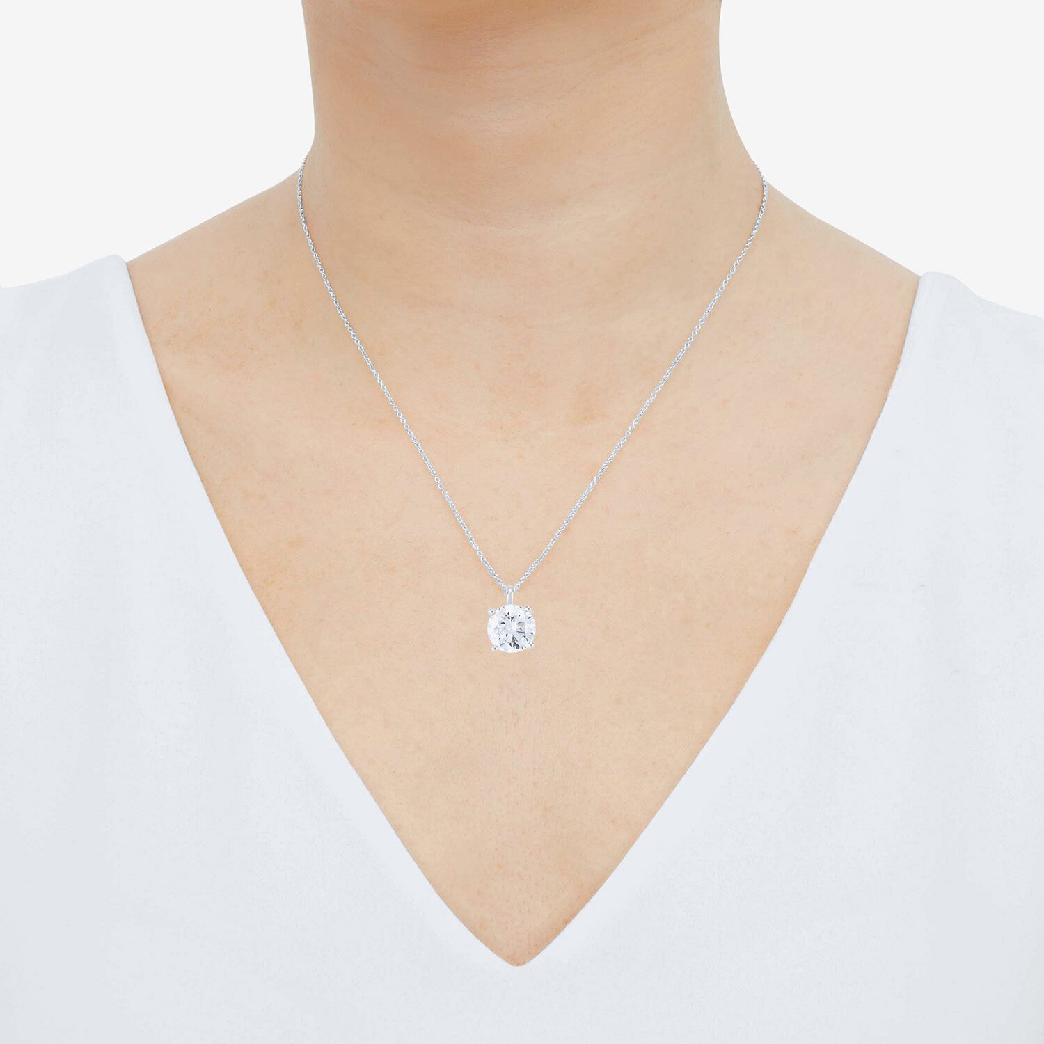 ( H-I/Si1-Si2 ) 2 CT. Lab-Grown Diamond 14K Gold Round 18 Inch Pendant Necklace