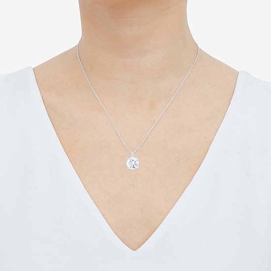 ( H-I/Si1-Si2 ) 2 CT. Lab-Grown Diamond 14K Gold Round 18 Inch Pendant Necklace